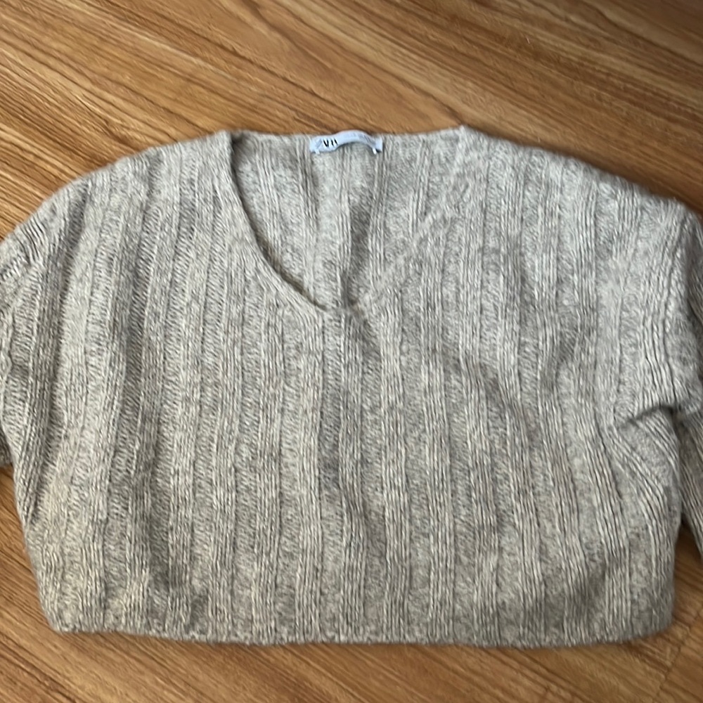 Zara cropped V neck sweater.